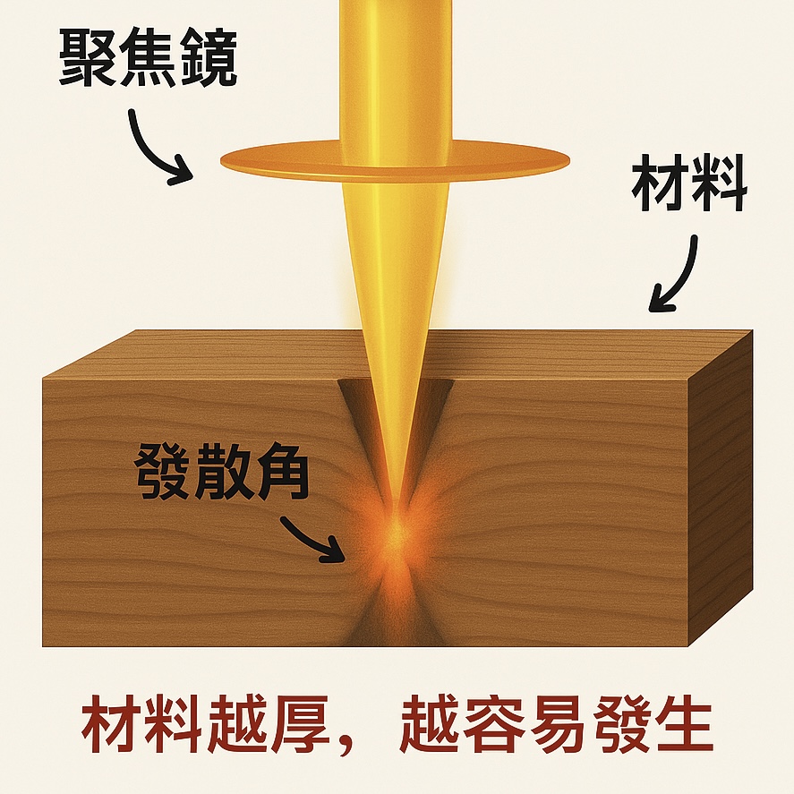 雷射切割側邊為什麼是斜的?從光束發散原理一次說清楚 25 雷射切割側邊為什麼是斜的?從光束發散原理一次說清楚